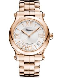 Chopard - Rose Gold And Diamond Happy Sport Automatic Watch 36mm - Lyst