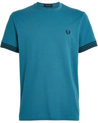 Fred Perry - Cotton Striped Cuff T-shirt - Lyst