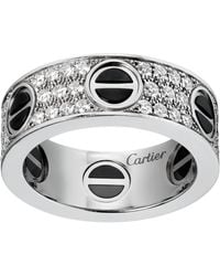 Cartier - Diamond And Ceramic Love Ring - Lyst