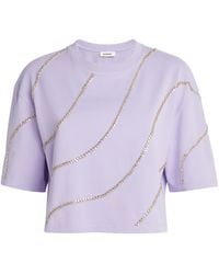 Sandro - Cotton Embellished Cropped T-Shirt - Lyst