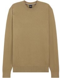 BOSS - Cotton Textured Sweater - Lyst