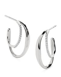 Monica Vinader - Medium Sterling And Diamond Nura Hoop Earrings - Lyst