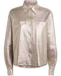 Lafayette 148 New York - Suede Metallic Cropped Shirt - Lyst