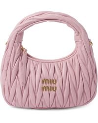 Miu Miu - Small Leather Matelassé Wander Top-Handle Bag - Lyst