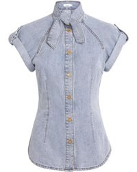 Zimmermann - Denim Tie-Neck Shirt - Lyst