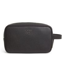 Emporio Armani - Leather Wash Bag - Lyst