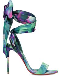 Louboutin's Jeweled Floral-Print Silk Rosapetra Sandals