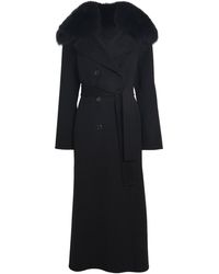 Yves Salomon - Fur-Trim Double-Breasted Coat - Lyst