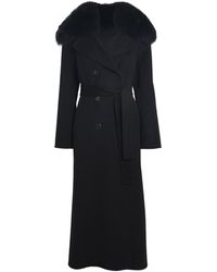 Yves Salomon - Fur-Trim Double-Breasted Coat - Lyst