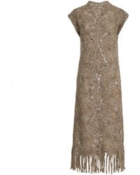 Brunello Cucinelli - Mohair-Blend Embellished Midi Dress - Lyst