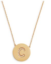 Jennifer Meyer - Yellow Gold And Diamond Letter Disc C Necklace - Lyst