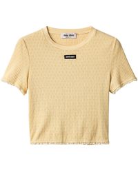 Miu Miu - Cotton Cropped Baby T-Shirt - Lyst