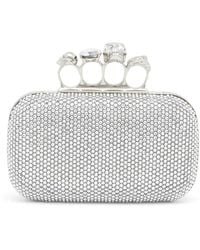 McQueen - Crystal-Embellished Knuckle Clutch Bag - Lyst