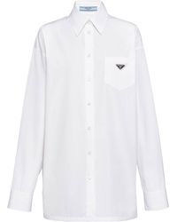 Prada - Cotton Poplin Logo Shirt - Lyst
