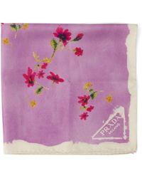 Prada - Floral Silk Scarf - Lyst