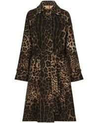 Dolce & Gabbana - Belted Leopard-Print Wool Coat - Lyst