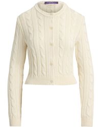 Ralph Lauren - Silk Cable-Knit Cropped Cardigan - Lyst