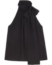 Valentino - Silk Tie-Neck Top - Lyst