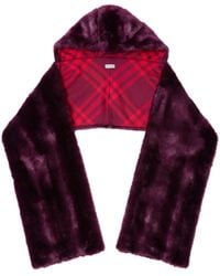 Burberry - Faux Fur Hooded Scarf - Lyst