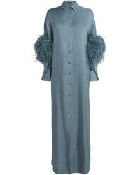 LAPOINTE - Silk Feather-Trim Maxi Dress - Lyst
