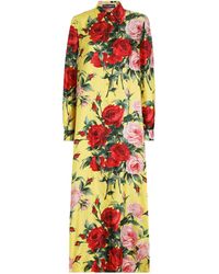 Dolce & Gabbana - Silk Floral Maxi Tunic Dress - Lyst