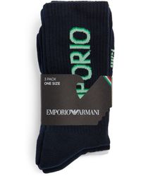 Emporio Armani - Cotton-blend Logo Socks (pack Of 3) - Lyst