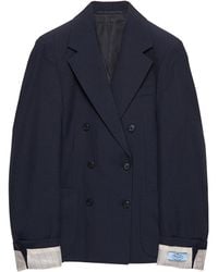 Prada - Kid Mohair-Wool Double-Breasted Blazer - Lyst