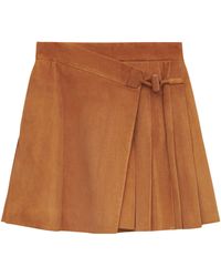 Loewe - Suede Pleated Mini Skirt - Lyst