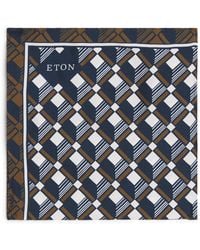 Eton - Silk Geometric Pocket Square - Lyst