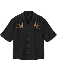 AllSaints - Linen Embroidered Avia Shirt - Lyst