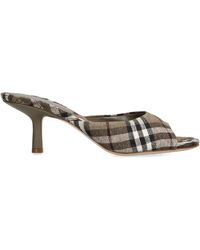 Burberry - Stretch-Linen Check Mews Mules 65 - Lyst