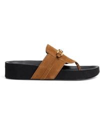 Sandro - Suede-Leather Platform Flip Flops - Lyst