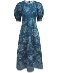 ALÉMAIS - Linen Printed Lucky Midi Dress - Lyst