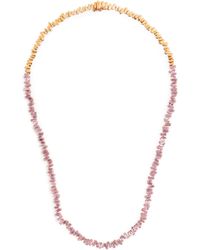 Suzanne Kalan Rose Gold And Pink Sapphire Fireworks Tennis Necklace - Green