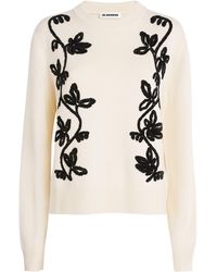 Jil Sander - Wool Floral-Embroidered Sweater - Lyst