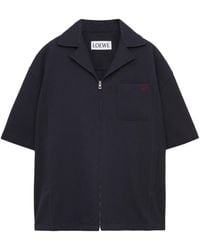 Loewe - Wool Short-Sleeve Zip-Up Shirt - Lyst