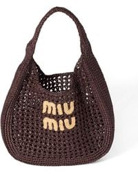 Miu Miu - Raffia-Effect Woven Shoulder Bag - Lyst