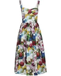 Dolce & Gabbana - Silk-blend Floral-print Sleeveless Midi Dress - Lyst