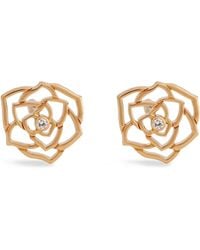 Piaget - Rose Gold And Diamond Rose Earrings - Lyst