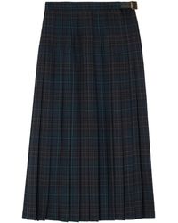Burberry - Check Pleated Midi Skirt - Lyst