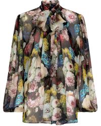 Dolce & Gabbana - Chiffon Shirt With Nocturnal Flower - Lyst