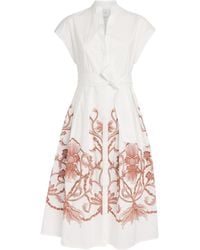 Eleventy - Cotton Embroidered Midi Shirt Dress - Lyst