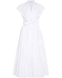 Alaïa - Cotton Poplin Knot Midi Dress - Lyst