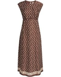 Claudie Pierlot - Satin Printed Maxi Dress - Lyst