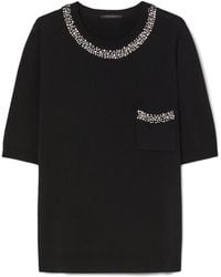 Marina Rinaldi - Embellished Short-Sleeve Sweater - Lyst