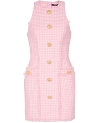 Balmain - Gingham Sleeveless Mini Dress - Lyst