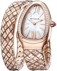 BVLGARI - Rose Gold And Diamond Serpenti Spiga Watch 35mm - Lyst