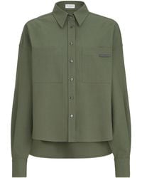 Brunello Cucinelli - Virgin Wool-Blend Monili-Tab Shirt - Lyst