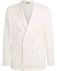 Canali - Linen-Silk Double-Breasted Blazer - Lyst