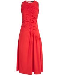 Theory - Asymmetric Ruched Midi Dress - Lyst